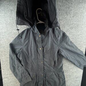 Barbour Retail Beadnell Jacket Waxed Women Full Zip Blue Hooded Size US 4 Adult